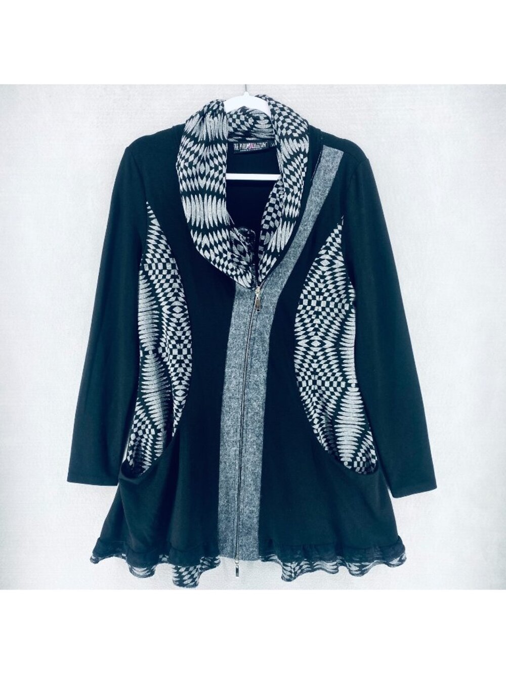 Vintage Pyramid Collection Sweater Womens M Black Full Zip Cardigan Whimsygoth